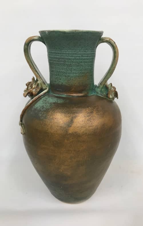 Green Copper Urn | Vase in Vases & Vessels by Sheila Blunt. Item made of ceramic works with contemporary & traditional style