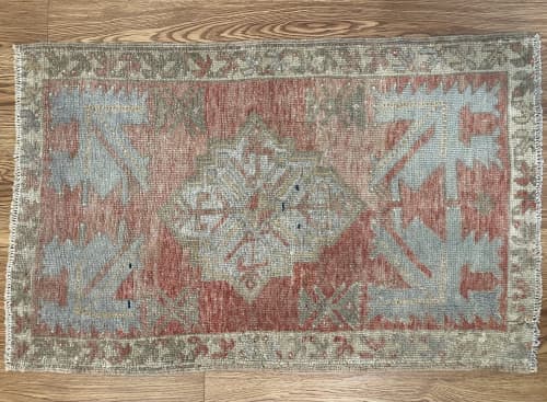 Hand-woven Turkish Rug Doormat| 1.10 x 2.10 | Small Rug in Rugs by Wool and Rug. Item composed of wool in boho or contemporary style