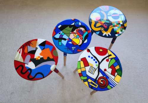 Maximalist Eclectic Epoxy Resin Side End Tables | Coffee Table in Tables by Epoxy Coffee Table Shop. Item made of wood works with boho & contemporary style