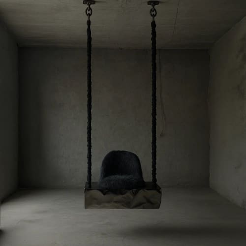 Suspended Steel Swing Seat — Tronco, Nitush Aroosh | Swing Chair in Chairs by Nitush Aroosh. Item made of fabric with steel works with contemporary & eclectic & maximalism style