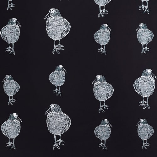 Cootie | Silver On Black | Wallpaper in Wall Treatments by Weirdoh Birds. Item composed of synthetic