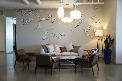 "Birds" | Murals by ANTLRE - Hannah Sitzer | Google RWC SEA6 in Redwood City. Item composed of aluminum & synthetic