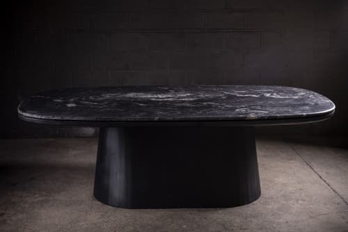 Marmol Negro Dining Table | Tables by Aeterna Furniture. Item composed of oak wood & marble compatible with contemporary style