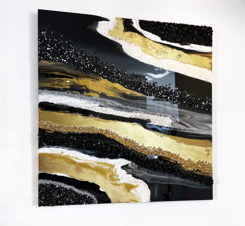 Black Agate | Mixed Media by Alyson Storms. Item composed of birch wood & brass compatible with contemporary and eclectic & maximalism style