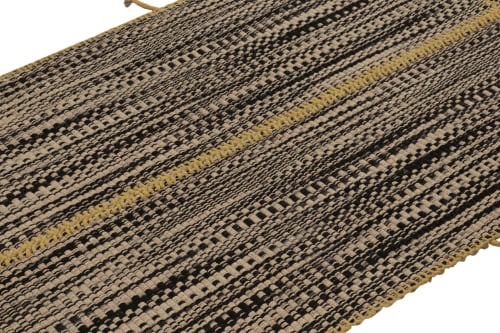 Rug & Kilim's Accent Kilim, Beige-Black Textural Stripes | Area Rug in Rugs by Rug and Kilim