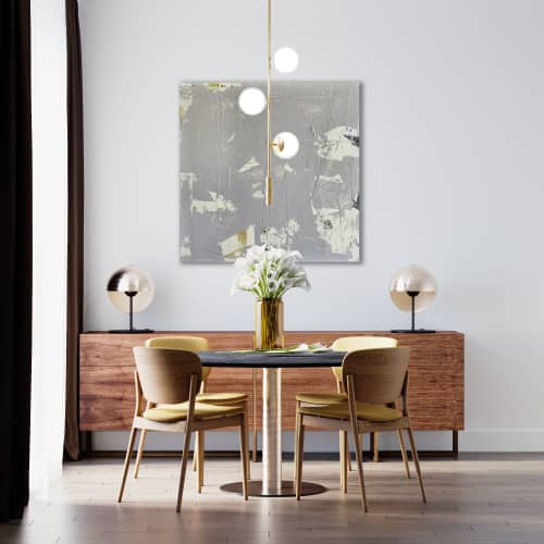 'Big Gray Texture' Original Painting | 36" x 36" | Mixed Media by Jessalin Beutler. Item made of canvas compatible with minimalism and contemporary style