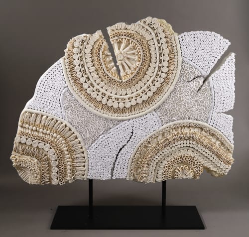 Trilogy | Mixed Media by Ellen Schiffman. Item composed of cotton and fiber in contemporary or modern style