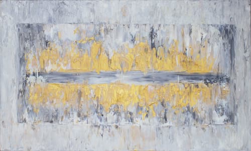 Ice Cube Rectangle | Oil And Acrylic Painting in Paintings by Jill Krutick | Jill Krutick Fine Art in Mamaroneck. Item composed of canvas and synthetic