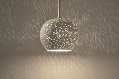 Claylight: BRASS ROD PENDANT | Ceramic Hanging Lamp | Pendants by lightexture. Item made of brass with ceramic works with boho & minimalism style