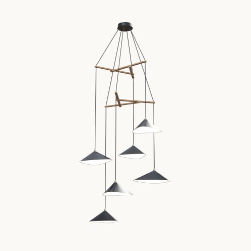 Emily V6 Pendant Light – Anthracite Semi-Matte | Pendants by MOSS Objects. Item composed of oak wood & steel compatible with contemporary and modern style