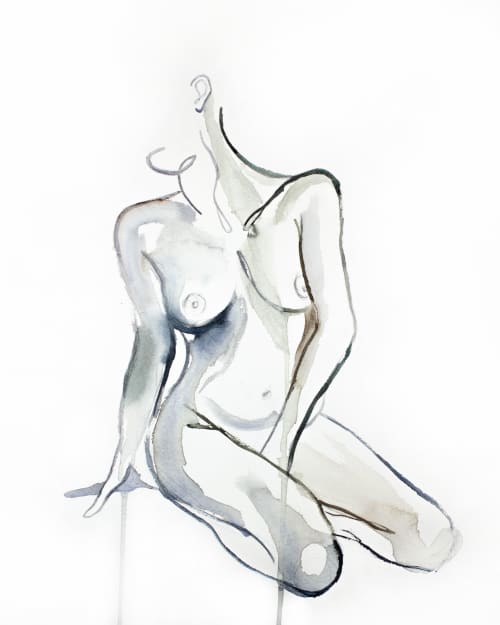 Nude No. 10 : Original Watercolor Painting | Paintings by Elizabeth Becker. Item made of paper works with minimalism & contemporary style