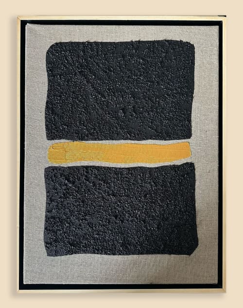 Luxury Gold and Carbon Painting on Spanish Linen Minimalist | Oil And Acrylic Painting in Paintings by RGB Fine Art. Item composed of canvas in minimalism or contemporary style