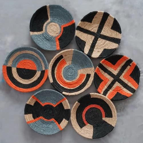 7 Pieces Boho Wall Plate Decor | Ornament in Decorative Objects by Sarmal Design. Item composed of cotton and synthetic in boho or contemporary style