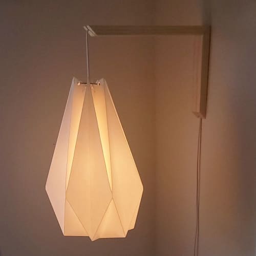 Wall sconce + Prisma shade | Sconces by Studio Pleat. Item made of wood & paper compatible with minimalism and contemporary style