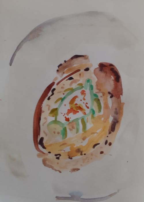 foodie 1 | Watercolor Painting in Paintings by Arttake. Item composed of canvas and paper in contemporary or country & farmhouse style