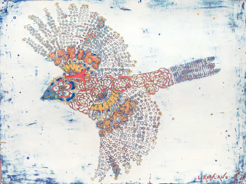 Web of Community- sold | Oil And Acrylic Painting in Paintings by L Rowland Contemporary Art. Item made of wood & synthetic