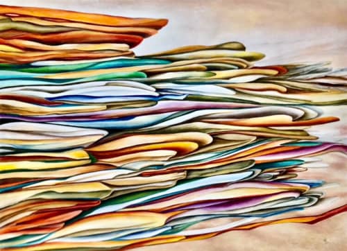 Golden Cliffside | Oil And Acrylic Painting in Paintings by Sangeeta Sagar. Item composed of canvas and synthetic in contemporary or modern style