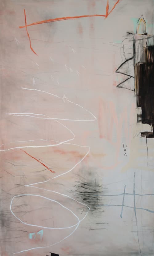 PEIXI • 60x36" | Mixed Media in Paintings by Victoria Primicias. Item composed of canvas in minimalism or contemporary style