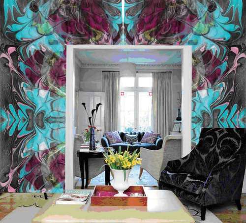 Velvet patterns-Marbling wallpaper | Wall Treatments by KALEIDO MARBLING ART. Item composed of paper