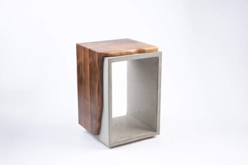 Black | Side Table in Tables by Curly Woods. Item composed of oak wood and concrete