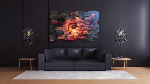 "Dusk" Glass and Metal Wall Art Sculpture | Wall Sculpture in Wall Hangings by Karo Studios. Item made of metal & glass
