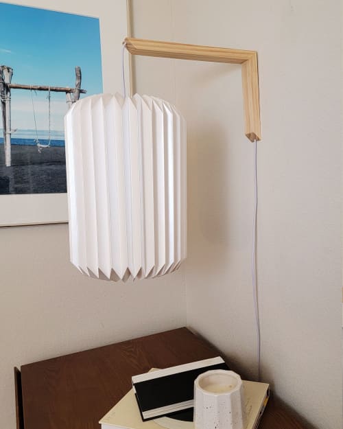 wall sconce + long lantern | Sconces by Studio Pleat. Item composed of wood and paper in minimalism or mid century modern style