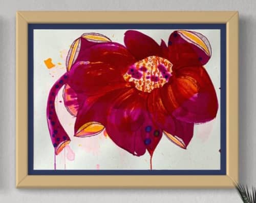 She is Waiting - Original Ink Painting | Watercolor Painting in Paintings by Kelly Watson. Item composed of paper in contemporary or eclectic & maximalism style