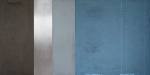 Abstract Painting 'Reflection in Blue' | Oil And Acrylic Painting in Paintings by Scott Woodward Meyers Art. Item made of canvas with synthetic works with minimalism & mid century modern style
