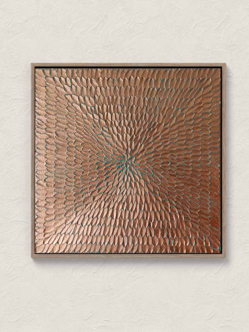 Copper Wall Art Canvas | Oil And Acrylic Painting in Paintings by Serge Bereziak. Item composed of canvas and copper in contemporary or art deco style