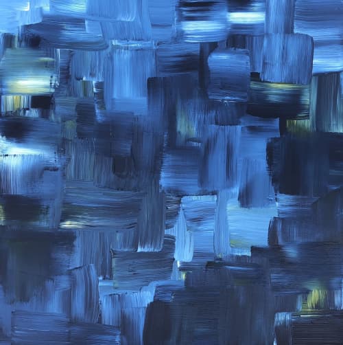 Grand Bleu | Oil And Acrylic Painting in Paintings by KARDIMAGO. Item made of canvas with synthetic