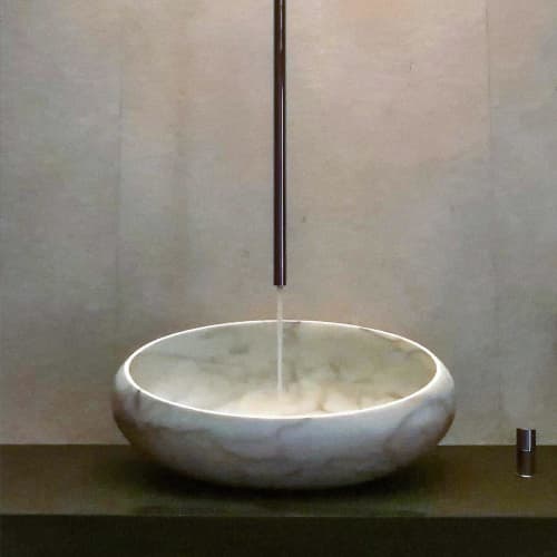 Gong Washbasin | Water Fixtures by Kreoo | Casa Mia in Dubai. Item composed of marble
