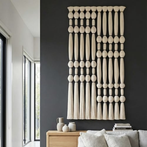 Fiber wall Hanging, Boho woven wall hanging | Macrame Wall Hanging in Wall Hangings by Sarmal Design. Item composed of cotton & metal compatible with boho and minimalism style