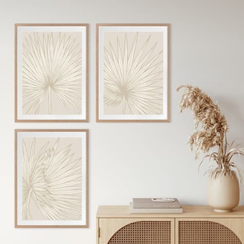 Nobilis Palm - 1 & 2 & 3 - Sand - Framed Art | Prints by Patricia Braune. Item made of canvas & paper