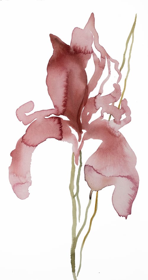 Iris No. 142 : Original Watercolor Painting | Paintings by Elizabeth Becker. Item made of paper works with minimalism & contemporary style