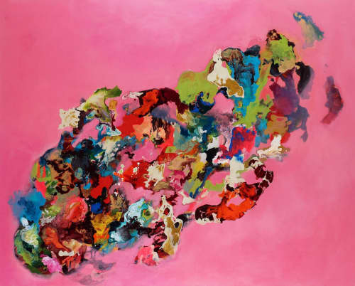 Bubblegum Abstract Painting | Oil And Acrylic Painting in Paintings by Elyse Martin Large Abstract Paintings. Item made of canvas