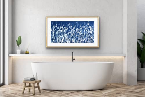 June Breeze (18 x 36" original cyanotype on paper) | Photography by Christine So. Item composed of cotton & paper compatible with boho and contemporary style