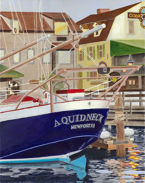 Newport Reflections - Original Oil Painting on Canvas | Oil And Acrylic Painting in Paintings by Michelle Keib Art. Item composed of canvas