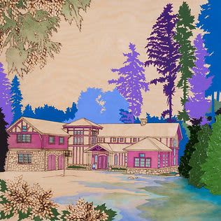 Island Estate | Oil And Acrylic Painting in Paintings by Elizabeth Gahan. Item composed of wood & canvas