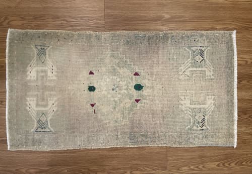 Vintage Turkish Rug Doormat| 1.8 x 3.3 | Small Rug in Rugs by Wool and Rug. Item composed of wool in boho or contemporary style