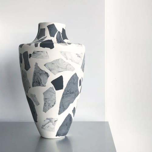 Monochrome Terrazzo Vase | Vases & Vessels by Natascha Madeiski. Item made of ceramic