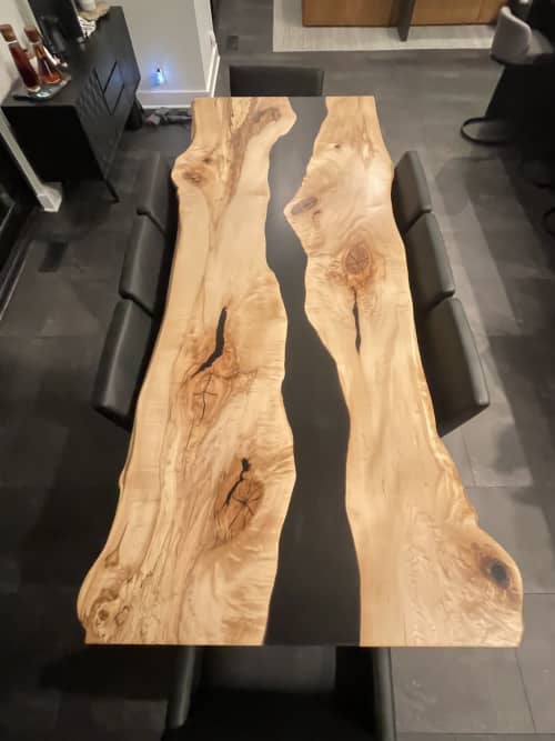 Custom Live Edge Wood & Resin River Table (4) | Dining Table in Tables by Carlberg Design. Item made of wood with synthetic