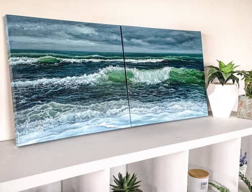Diptych | Oil And Acrylic Painting in Paintings by Vanessa Mae. Item composed of canvas and synthetic