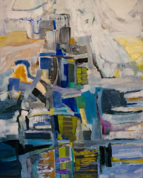 Head of the Clouds | Oil And Acrylic Painting in Paintings by Cécile Ganne | Webster Bank in Wellesley. Item composed of canvas & synthetic