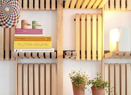 GATE modular shelves system Walnut Stained | Shelving in Storage by SVITANOK by Artem Zakharchenko. Item made of wood & steel compatible with boho and minimalism style
