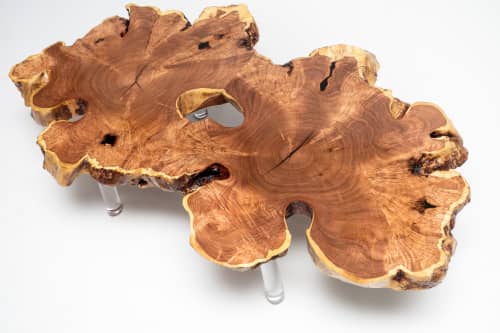 Mesquite Burl Natural Edge Coffee Table 47x25" | Tables by Lumberlust Designs | Private Residence in Scottsdale, AZ in Scottsdale. Item composed of wood & synthetic