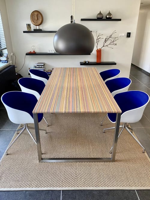 DecksTop Steel Recycled Skateboard Table | Desk in Tables by Focused Skateboard Woodworks. Item composed of steel