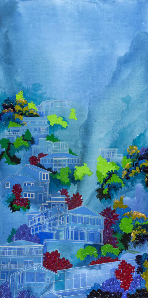 Adorned Ravine | Oil And Acrylic Painting in Paintings by Elizabeth Gahan. Item composed of canvas & synthetic