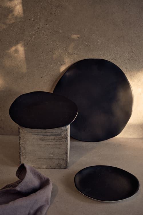 Matte Black Plate Sets | Dinnerware by Laura Letinsky. Item composed of stoneware