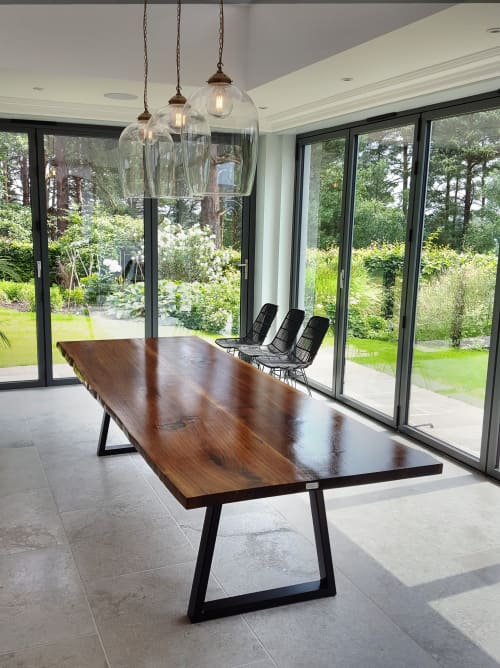 Live-Edge American Walnut Dining Table | Tables by Handmade in Brighton. Item made of walnut & metal