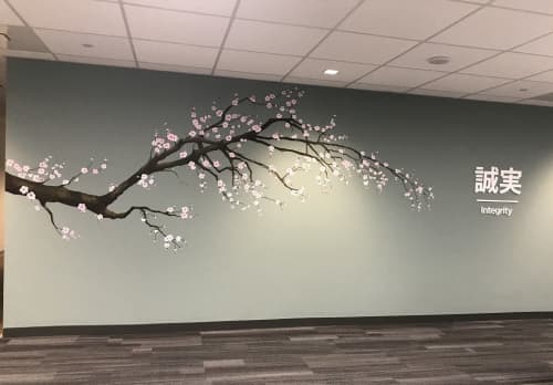 Cherry Blossom Mural 2 | Murals by Murals By Marg | Toronto in Toronto. Item composed of synthetic